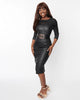 Unique Vintage Black Bat Cutout Faux Leather Wiggle Dress - thumbnail