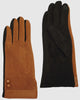 Gloves-Suede Leatherette Insulated Two Buttons Gloves Brown - thumbnail