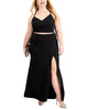 B Darlin Women's Slitted Zippered Full Length Formal A Line Skirt Plus Black Size 14W - thumbnail