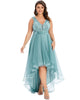 Sleeveless V-back Tulle High-Low Sequin Appliques Evening Dresses - thumbnail