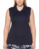 Callaway Women's Plus Polo Top Ribbed Button Down Peacoat Blue Size 2X - thumbnail