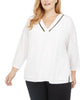Calvin Klein Women's Plus Size Beaded Neckline Top White Size 0X - thumbnail