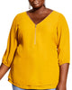 City Chic Women's Plus Soild V Neck Blouse Yellow Size Small / 16 - thumbnail