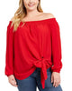 Michael Kors Women's Plus Smocked Tie Front Blouse Red Size 3X - thumbnail