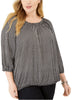 Michael Kors Women's Plus Micro Check Peasant Top Black Size 3X - thumbnail