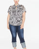 Rachel Roy Women's Printed Short Sleeve Keyhole Top Plus White Size 1X - thumbnail