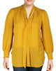 Ralph Lauren Women's Plus Aleksei Tie Neck Smocked Blouse Yellow Size 1X - thumbnail
