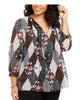 Tommy Hilfiger Women's Plus Puff Sleeve Patchwork Blouse Black Size 2X - thumbnail