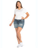 Frayed Hem Denim Shorts - Lara - thumbnail