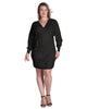 Women's Plus Size V-Back Full Sleeve Sweater Knit Mini Dress - thumbnail