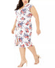 Almost Famous Women's Trendy Plus Floral Print Bodycon Dress Pink Size 1X - thumbnail