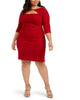 Alex Evenings Women's Long Sleeve Short Body Con Cocktail Dress Plus Red Size 14W - thumbnail