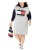 Tommy Hilfiger Women's Plus Size Colorblocked Hoodie Sweatshirt Dress Gray Size 0X - thumbnail