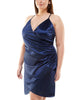 Speechless Women's Trendy Plus Satin Faux Wrap Dress Blue Size 16W - thumbnail