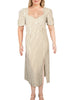 Danielle Bernstein Women's Plus Woven Polyester Maxi Dress White/Brown strip Size 24W - thumbnail
