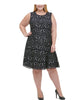 Tommy Hilfiger Women's Plus Metallic Lace Fit Flare Dress Black Size 20W - thumbnail
