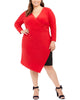 Tommy Hilfiger Women's Plus Size Faux-Wrap Asymmetric Sheath Dress Red Size 22W - thumbnail