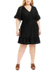Michael Kors Women's Plus Smocked Waist Eyelet Dress Black Size 3X - thumbnail
