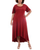 NY Collection Women's Plus Matte Grommet Maxi Dress Red Size 2X - thumbnail