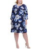 Tommy Hilfiger Women's Plus Size Floral-Print Grommet-Sleeve Dress Blue Size 22W - thumbnail