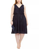 Love Squared Women's Plus Pleated Surplice Cocktail Dress Blue Size 1X - thumbnail