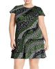 Michael Kors Women's Plus Size Mixed-Print Ruffled Fit & Flare Dress Green Size 2X - thumbnail