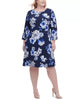 Tommy Hilfiger Women's Plus Size Floral-Print Grommet-Sleeve Dress Blue Size 18 - thumbnail