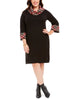 Jessica Howard Women's Plus Size Plaid Cowlneck Sweater Dress Charcoal Size 1X - thumbnail