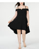 City Studios Women's Plus Hi Low Fit & Flare Cocktail Dress Black Size 16W - thumbnail