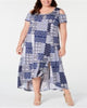 NY Collection Women's Plus Petite Asymmetric Maxi Dress Blue Size 3X - thumbnail