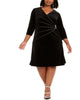 Connected Women's Plus Velvet a line Dress Black Size 18W - thumbnail