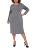 NY Collection Women's Plus Sweaterdress MIDI Striped - Eyvia Gray Size 1X - thumbnail