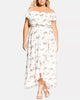 City Chic Women's Trendy Plus Floral Print Off The Shoulder Dress White Size Petite Small - thumbnail