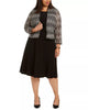 Jessica Howard Women's Plus Size Midi Dress & Chevron Lace Jacket Gray Size 14W - thumbnail
