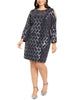 Jessica Howard Women's Plus Metallic Cold Shoulder Sheath Dress Blue Size 14-W - thumbnail