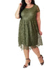 Maree Pour Toi Women's Plus Maree Pour Toi Lace Fit & Flare Dress Green Size 12W - thumbnail