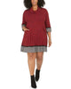 Robbie Bee Women's Plus Cowl Neck Sweater Dress Red Size 1X - thumbnail