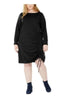 NY Collection Women's Plus Ruched Hem Dress Black Size 2X - thumbnail