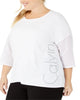 Calvin Klein Women's Plus Dolman Sleeve Logo T-Shirt -White Size XL - thumbnail