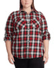 Ralph Lauren Women's Plus Plaid Roll Tab Sleeve Shirt Red Size 2X - thumbnail