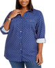 NY Collection Women's Plus Striped Utility Shirt Black Size XL - thumbnail