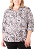 NY Collection Women's Plus Printed Button-Down Shirt Gray Size 1X - thumbnail