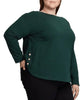 Ralph Lauren Women's Plus Button Trim Boatneck Shirt Green Size XL - thumbnail