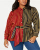 Tommy Hilfiger Women's Plus Size Mixed-Stripe Tie-Front Shirt Red Size 2X - thumbnail