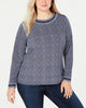 Michael Kors Womens Plus Floral Long Sleeve T-Shirt Blue Size 1X - thumbnail
