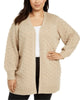 Calvin Klein Women's Plus Popcorn Long Cardigan Sweater Brown Size 1X - thumbnail
