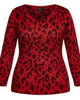 City Chic Women's Plus Trendy Leopard Print Sweater Red Size X-Small - thumbnail