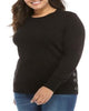 Michael Kors Women's Plus Side Snap Crewneck Sweater Black Size 0X - thumbnail