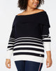 Tommy Hilfiger Women's Plus Size Striped OffTheShoulder Cotton Sweater Blue Size OX - thumbnail