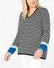 Tommy Hilfiger Women's Plus Size Cotton Striped V-Neck Sweater Blue Size 1X - thumbnail